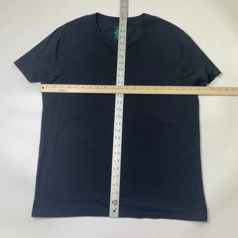 Tommy John Shirt Mens Large Black Pima Cotton Blend Stretch Split V Neck Stretch